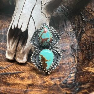925 Sterling Silver Double Turquoise Ring Size 9 – Southwest Boho